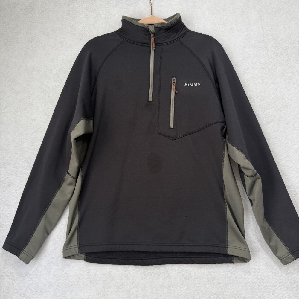Simms Pullover Mens Large Black Gray Quarter Zip … - image 1